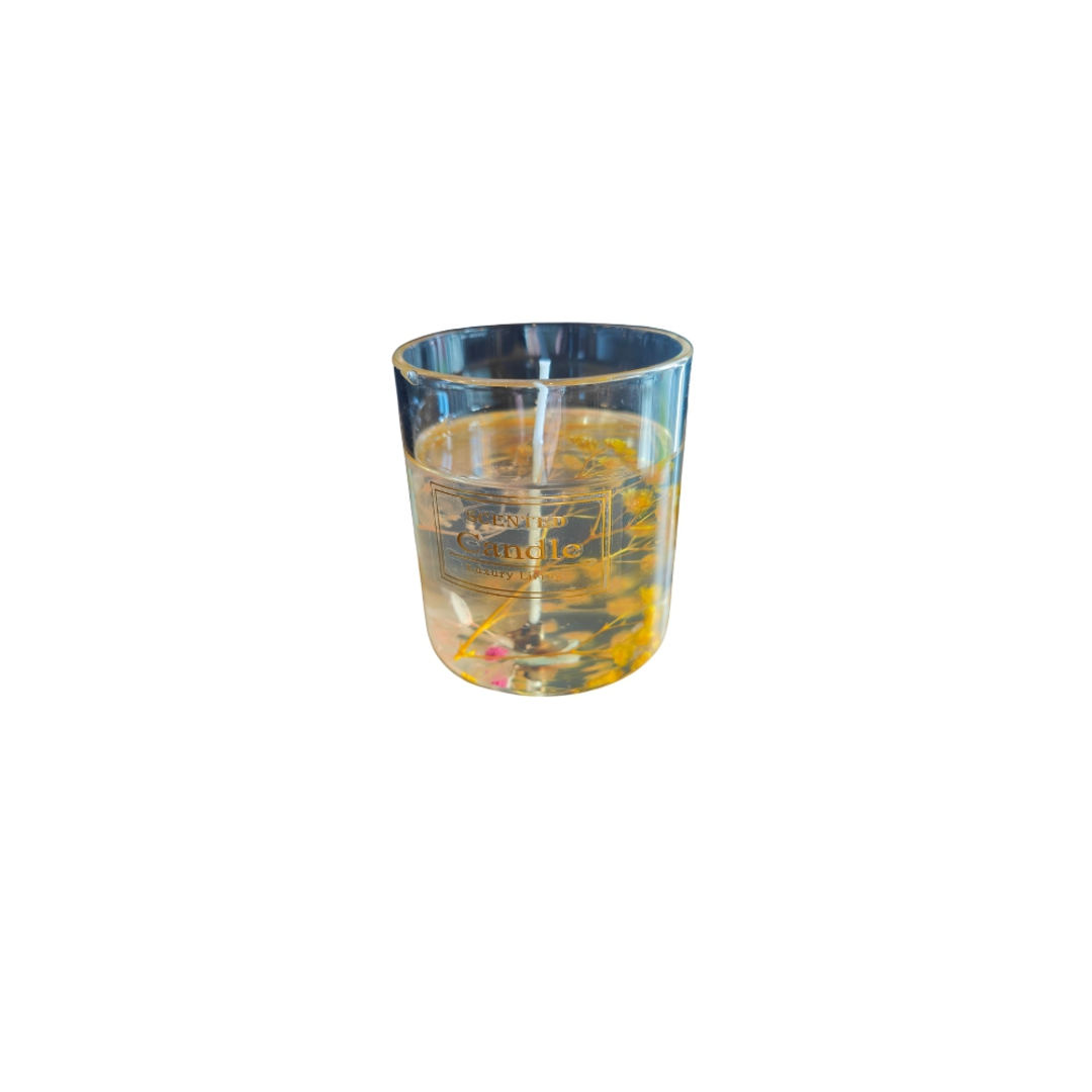 Scented Jelly Flower Candle in Glass - Yellow image 0